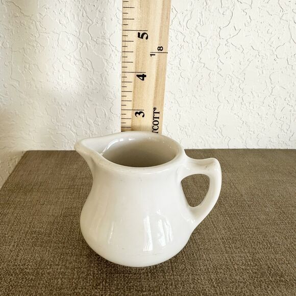 Vintage Mini Creamer White Pottery Pitcher - Picture 7 of 8